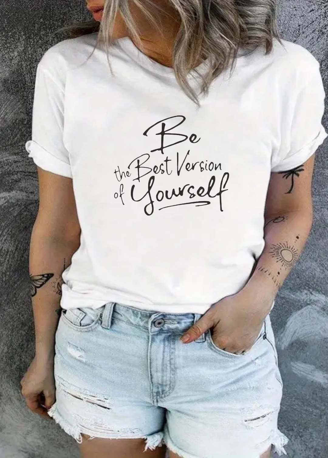 Tricou dama 100% bumbac "Be the best" Alb