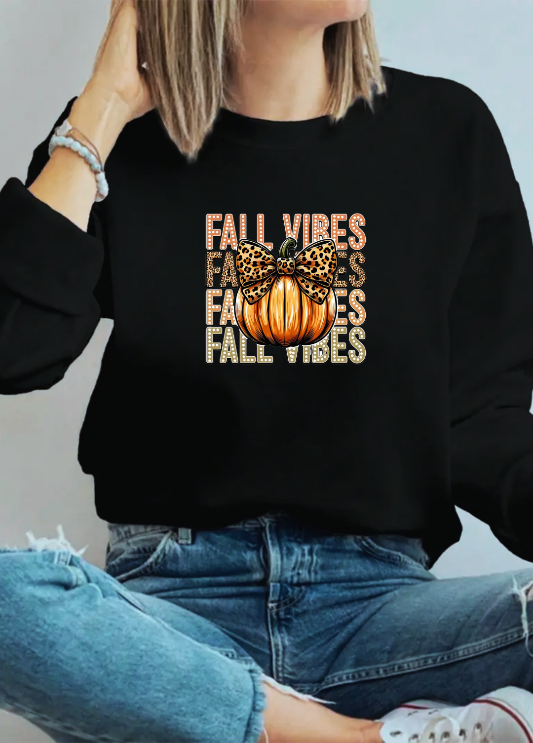 Hanorac de dama oversize ,,Fall vibes autumn" Negru