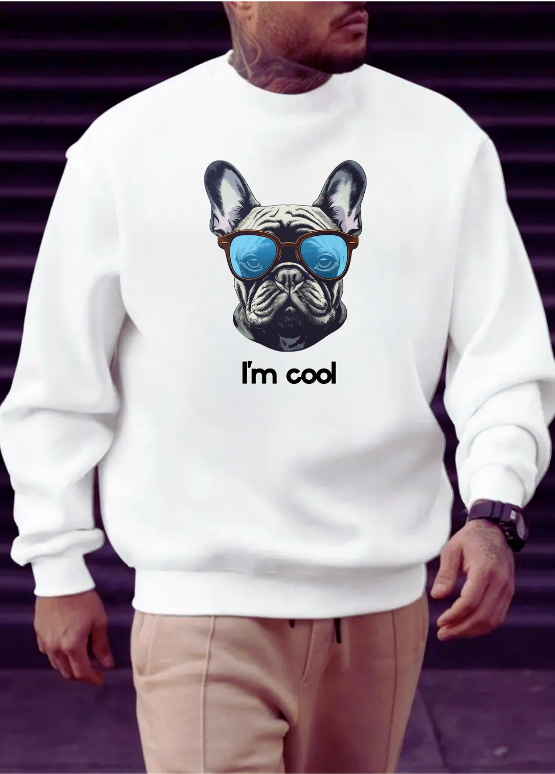 Hanorac barbat oversize ,,I'm cool " Alb