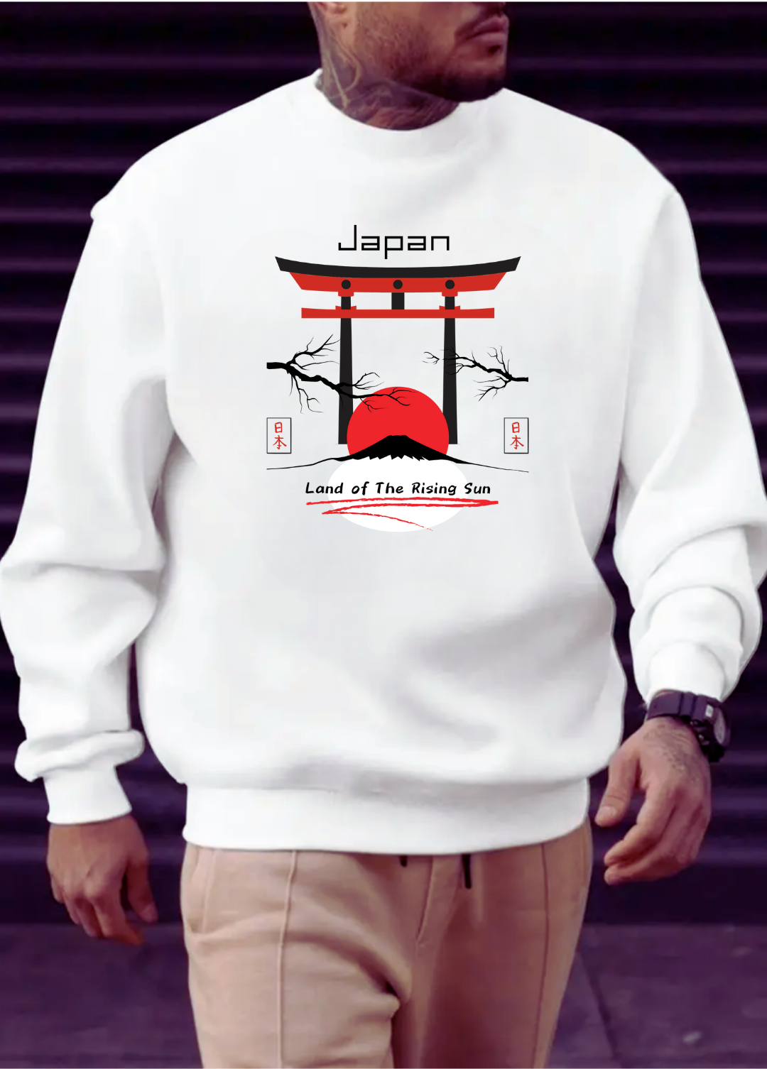 Hanorac barbat oversize ,,Japan" Alb