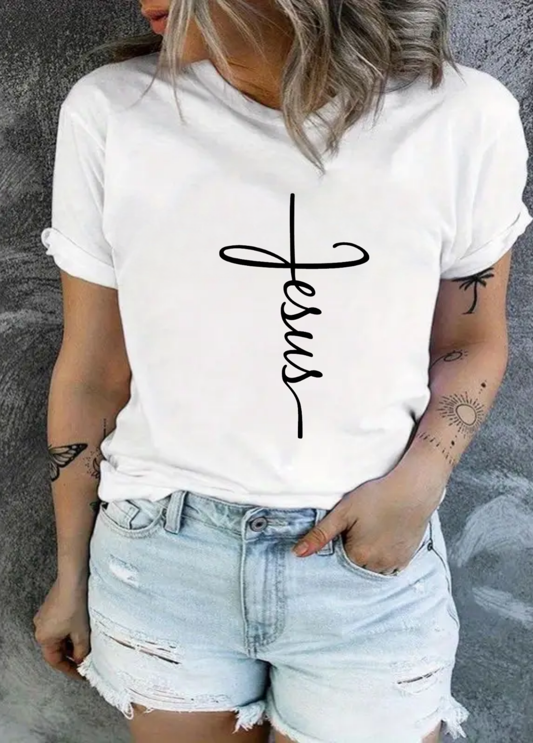 Tricou dama 100% bumbac "Jesus" Alb