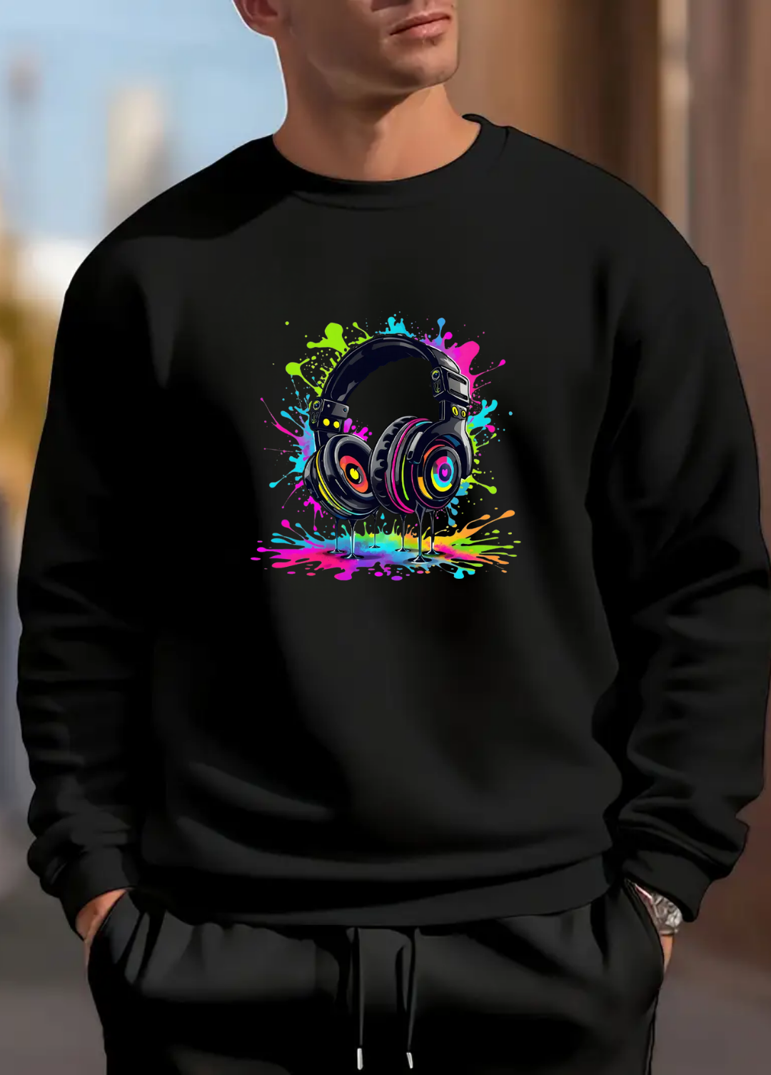 Hanorac barbat oversize ,, Music " Negru