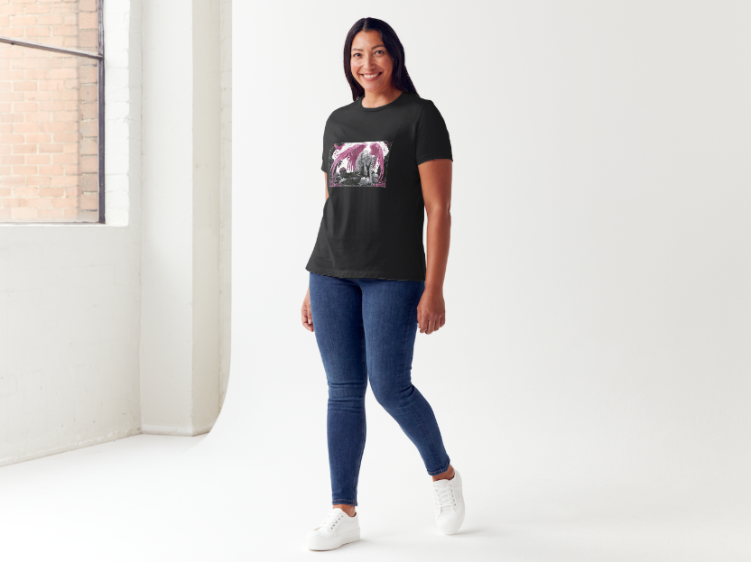 Tricou dama 100% bumbac "Angel Krull" Negru