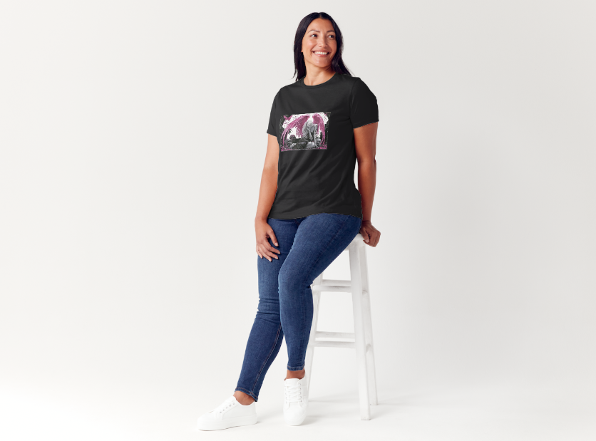 Tricou dama 100% bumbac "Angel Krull" Negru