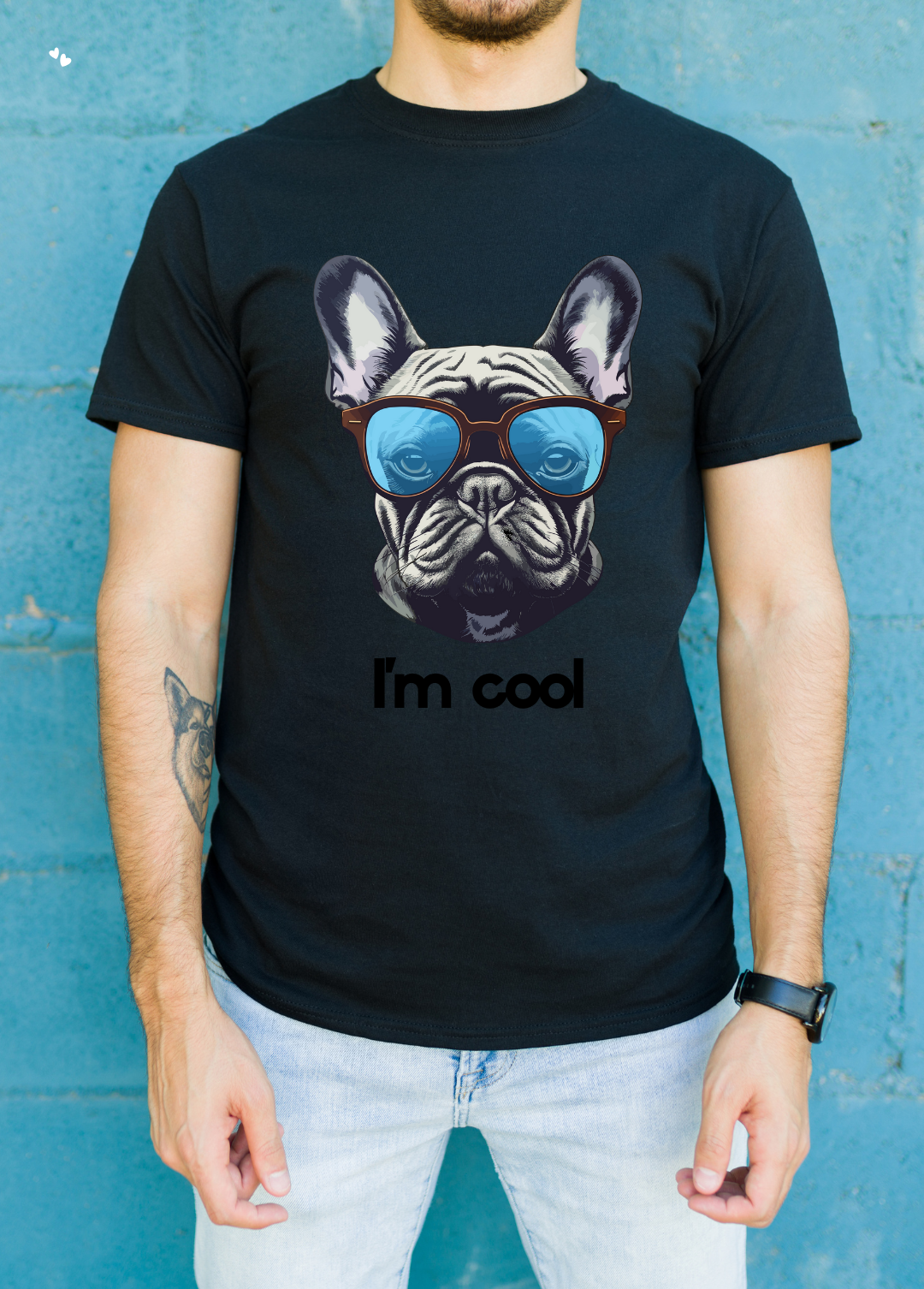 Tricou barbat 100% bumbac "I'm cool" Negru