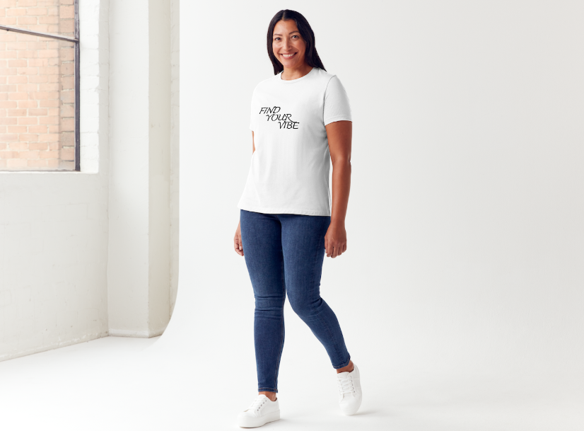 Tricou dama 100% bumbac "Find your vibe" Alb
