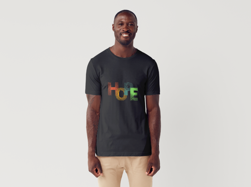 Tricou barbat 100% bumbac "Hope " Negru