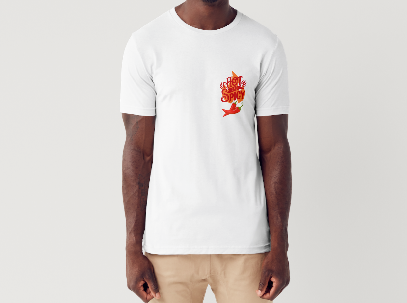 Tricou barbat 100% bumbac "Spicy" Alb