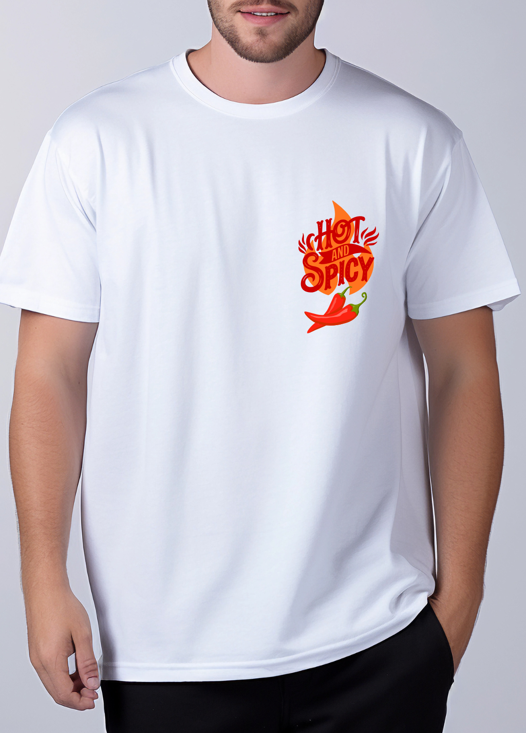 Tricou barbat 100% bumbac "Spicy" Alb