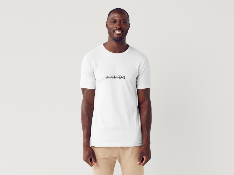 Tricou barbat 100% bumbac "Imperfect" Alb
