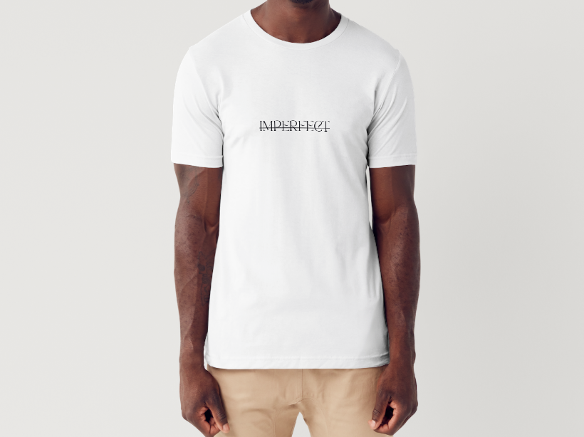 Tricou barbat 100% bumbac "Imperfect" Alb