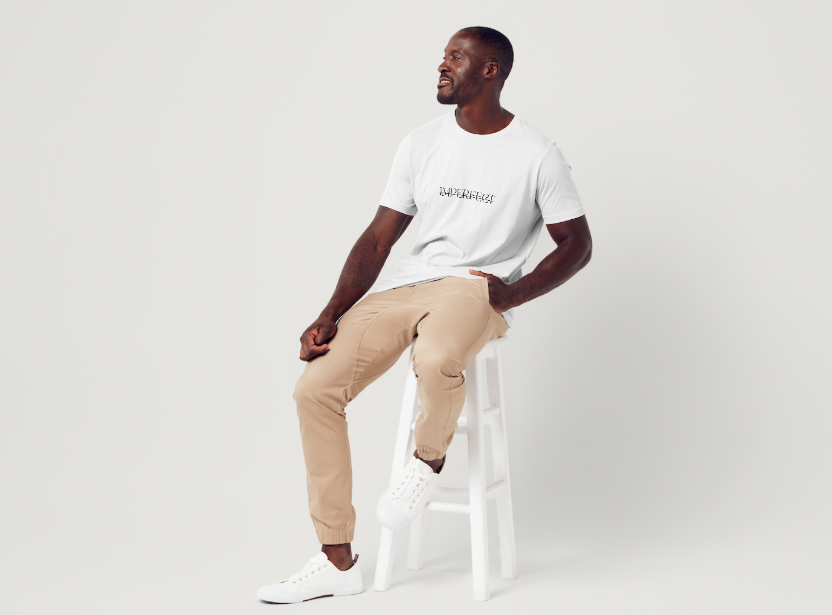 Tricou barbat 100% bumbac "Imperfect" Alb