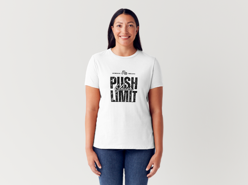 Tricou dama 100% bumbac "Push your limit" Alb