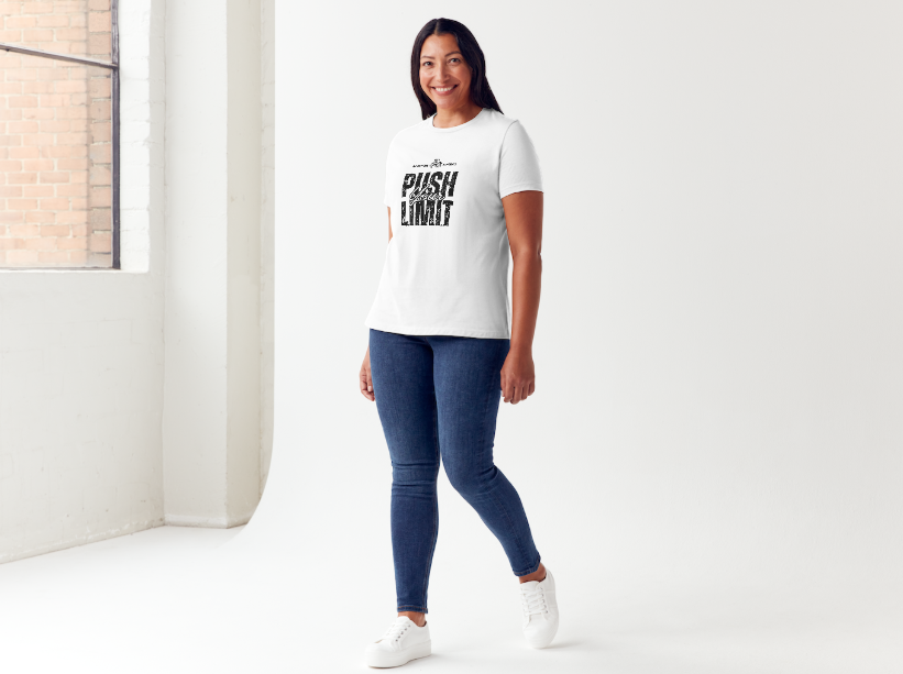 Tricou dama 100% bumbac "Push your limit" Alb
