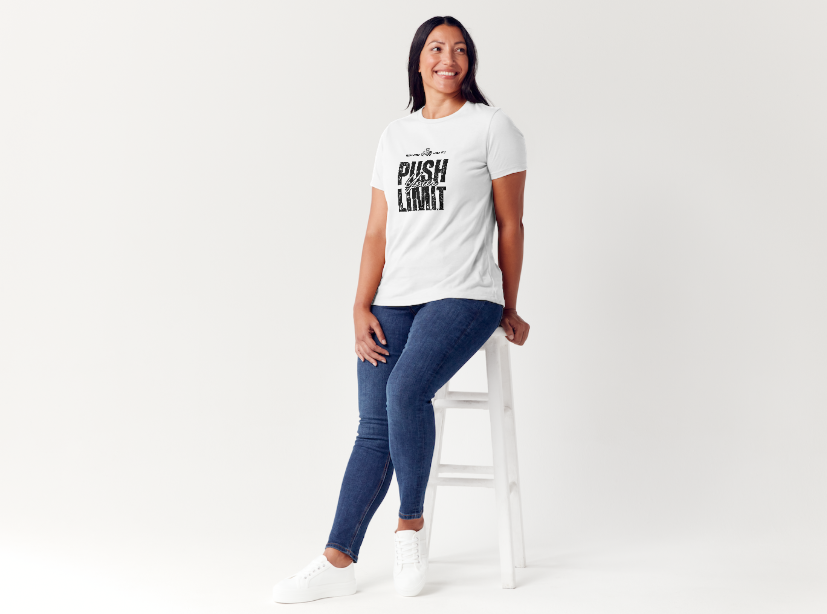 Tricou dama 100% bumbac "Push your limit" Alb