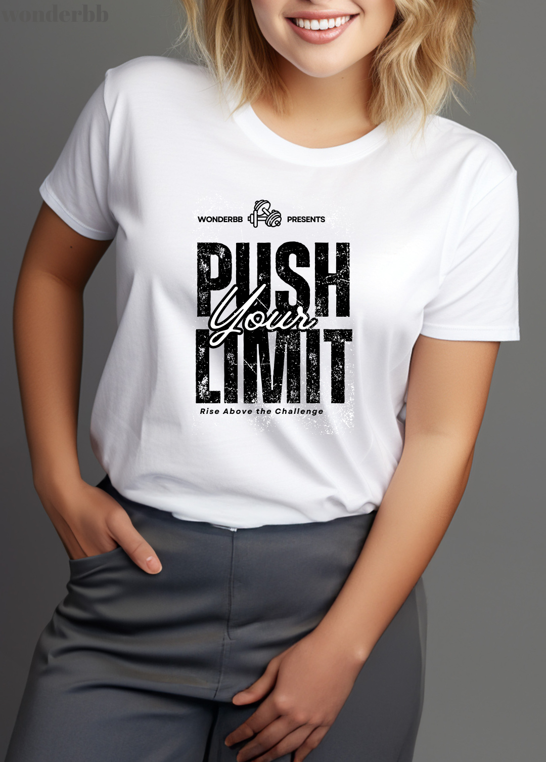 Tricou dama 100% bumbac "Push your limit" Alb