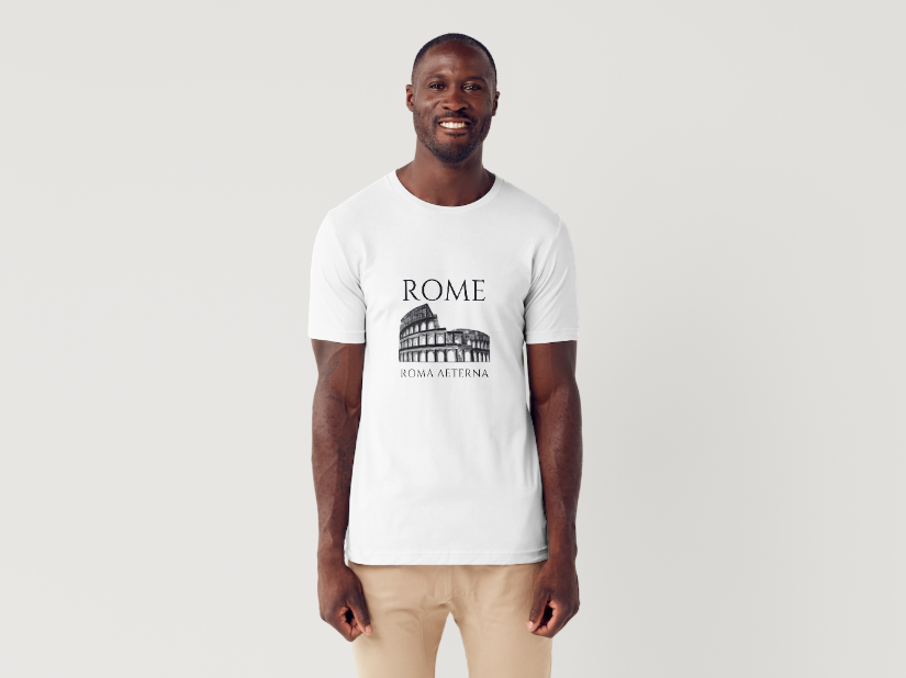 Tricou barbat 100% bumbac "Rome" Alb