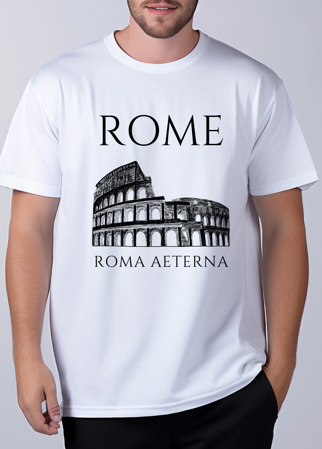 Tricou barbat 100% bumbac "Rome" Alb