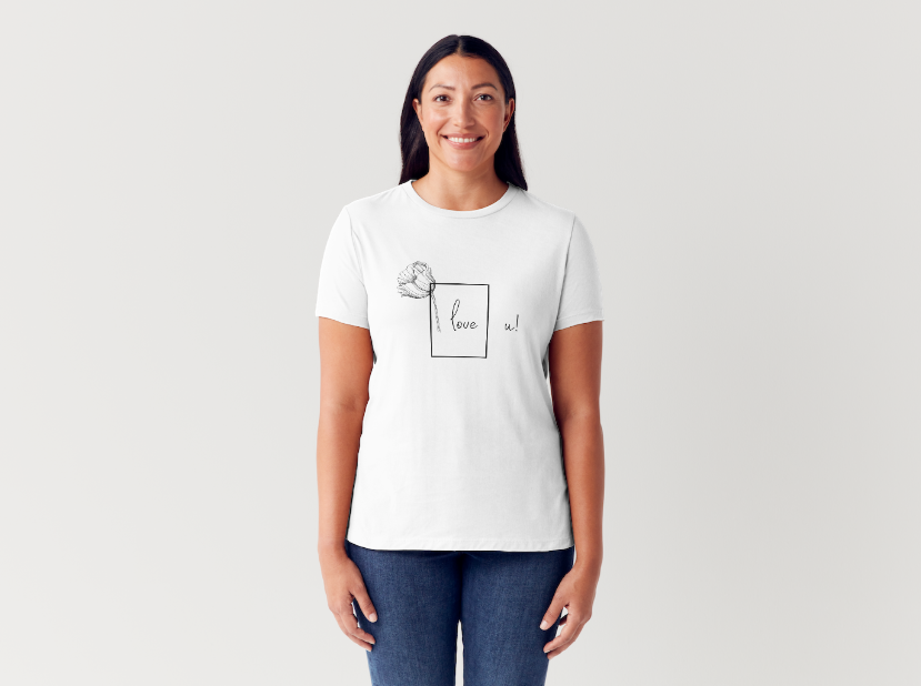 Tricou dama 100% bumbac I Love You Alb