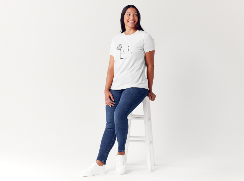 Tricou dama 100% bumbac I Love You Alb