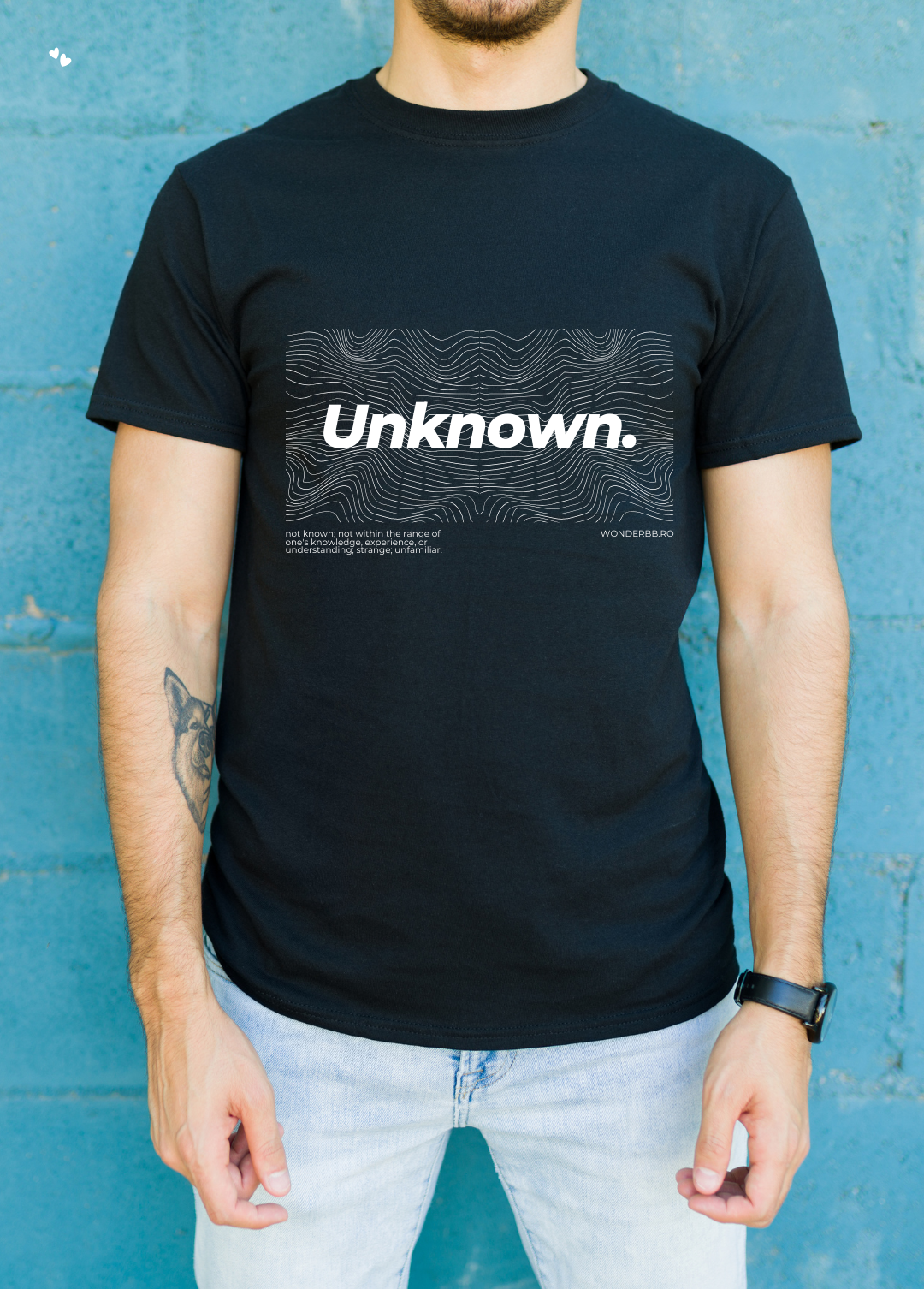 Tricou barbat 100% bumbac "Unknown" Negru