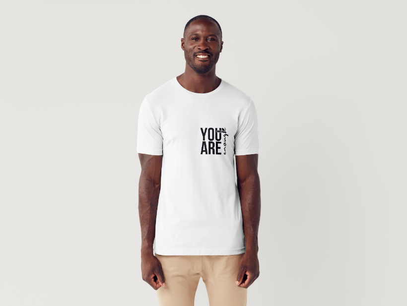 Tricou barbat 100% bumbac "You are enough" Alb