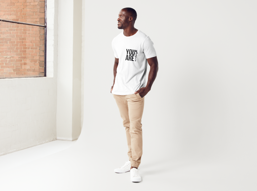 Tricou barbat 100% bumbac "You are enough" Alb
