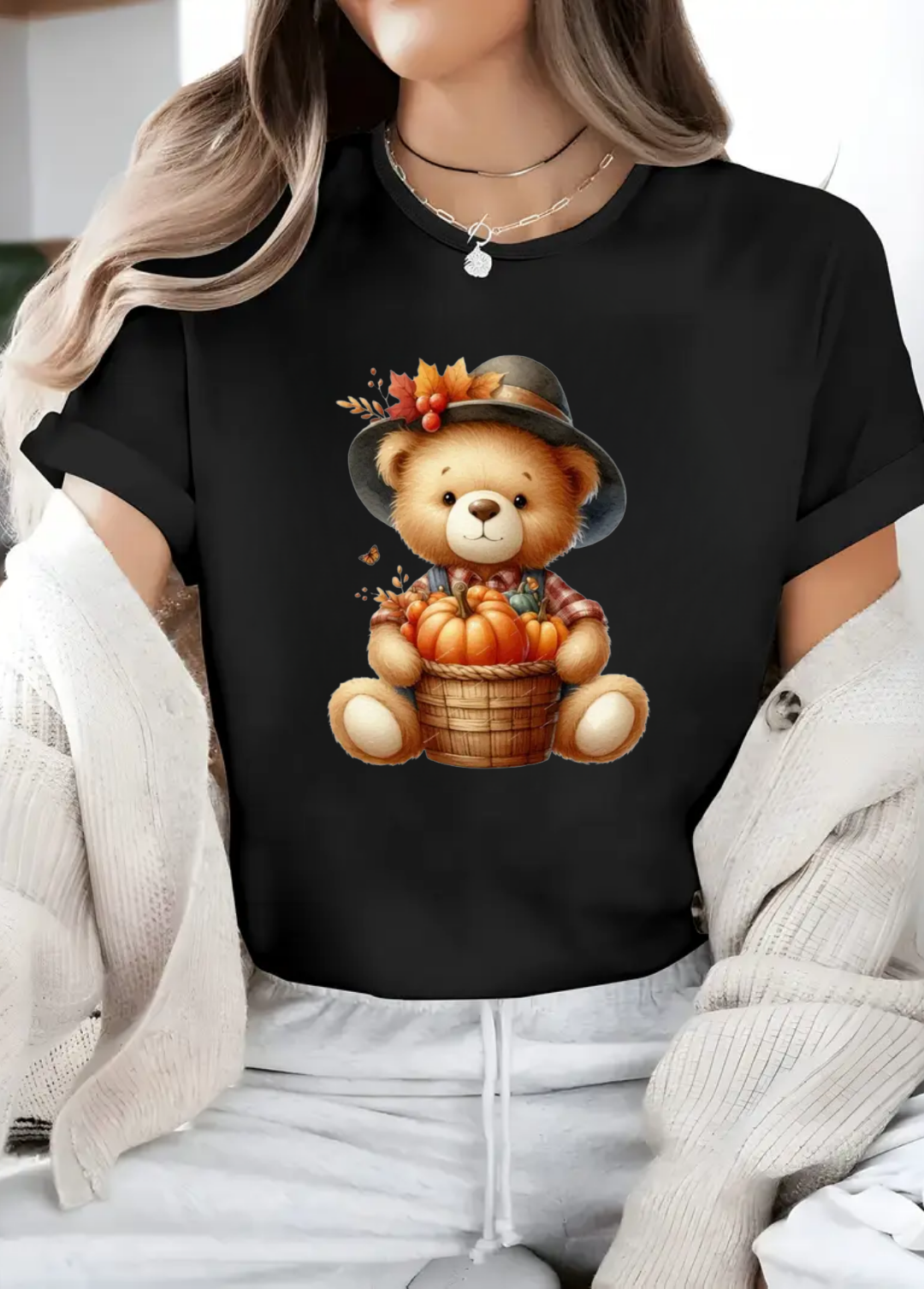 Tricou dama 100% bumbac "Bear" Negru