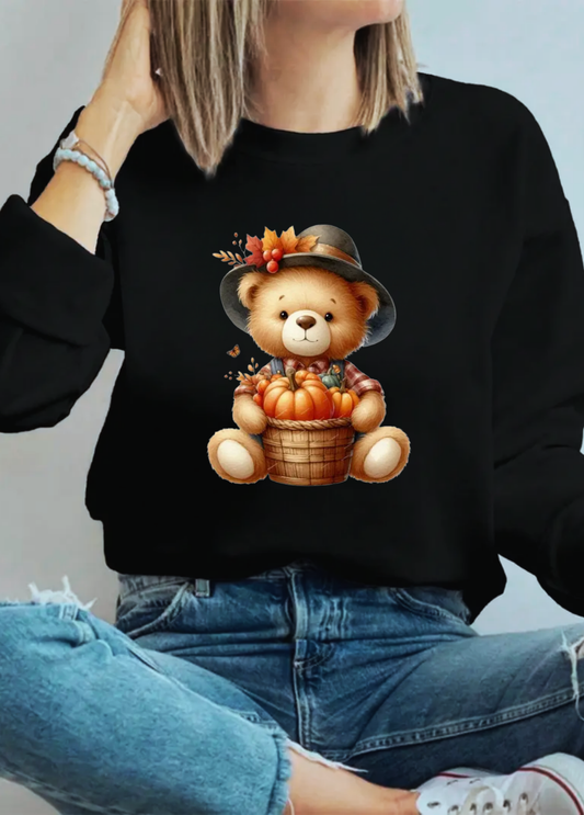 Hanorac de dama oversize ,,Bear autumn" Negru