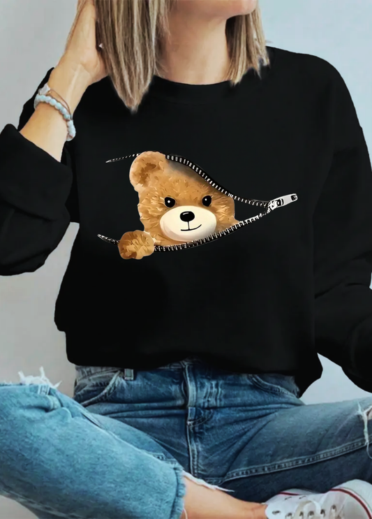 Hanorac de dama oversize ,,Bear" Negru