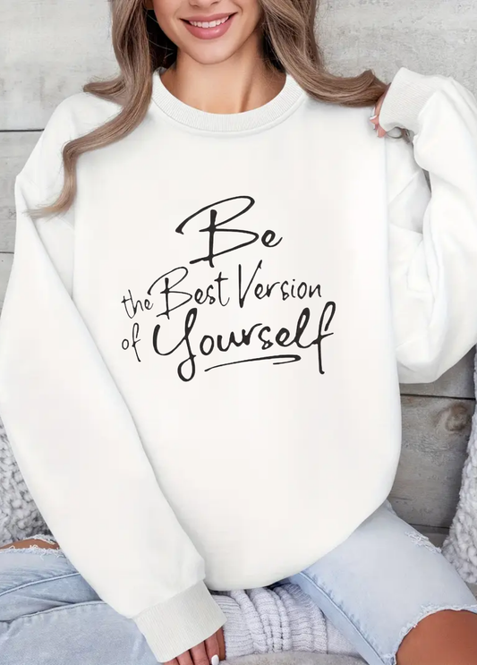 Hanorac de dama oversize ,,Be the best" Alb