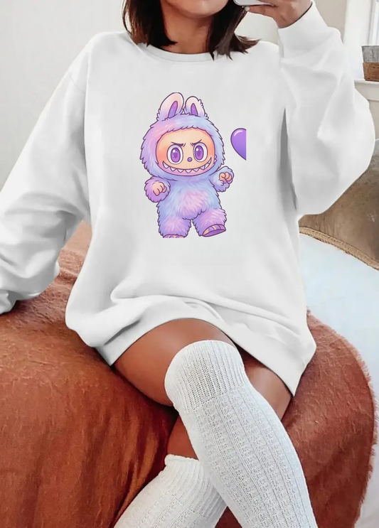 Hanorac de dama oversize ,,Bubulet" Alb