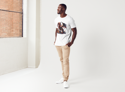 Tricou barbat 100% bumbac "Dragon" Alb