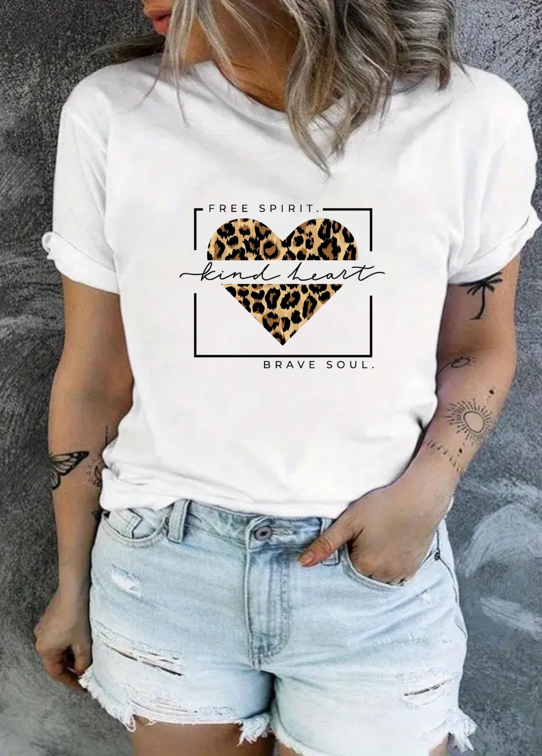 Tricou dama 100% bumbac "Free spirit" Alb