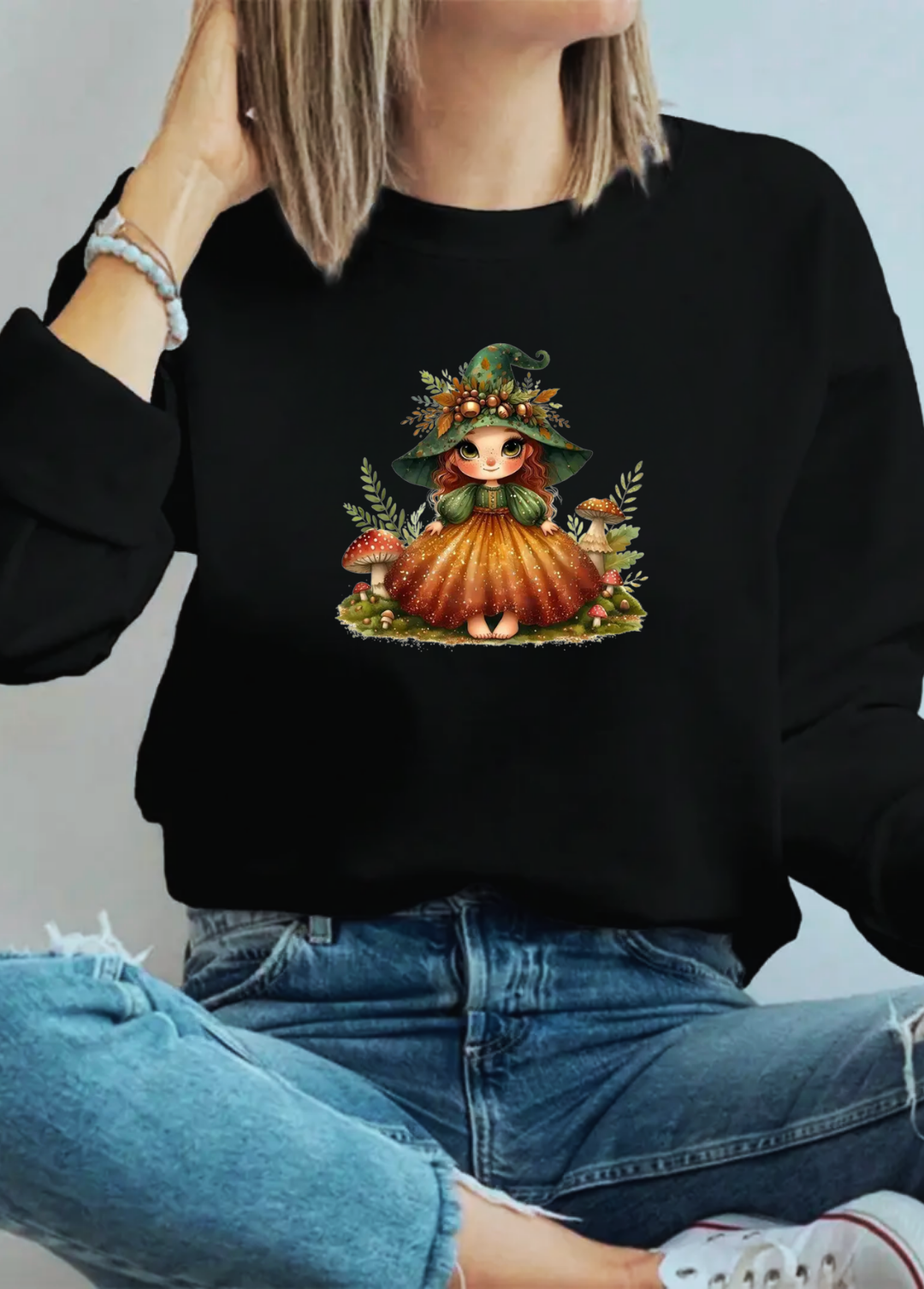 Hanorac de dama oversize ,,Girl autumn" Negru