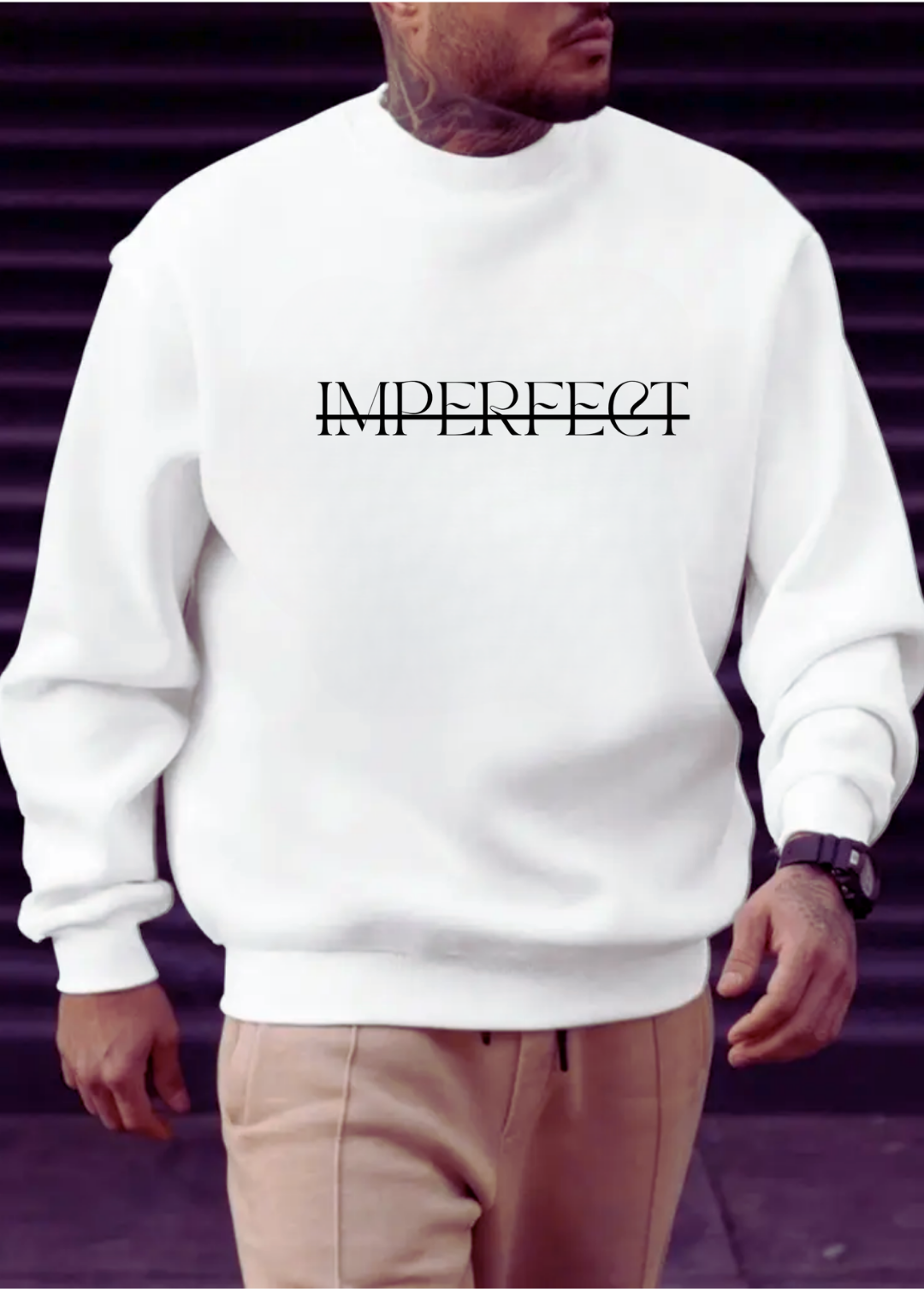 Hanorac barbat oversize ,,Imperfect" Alb