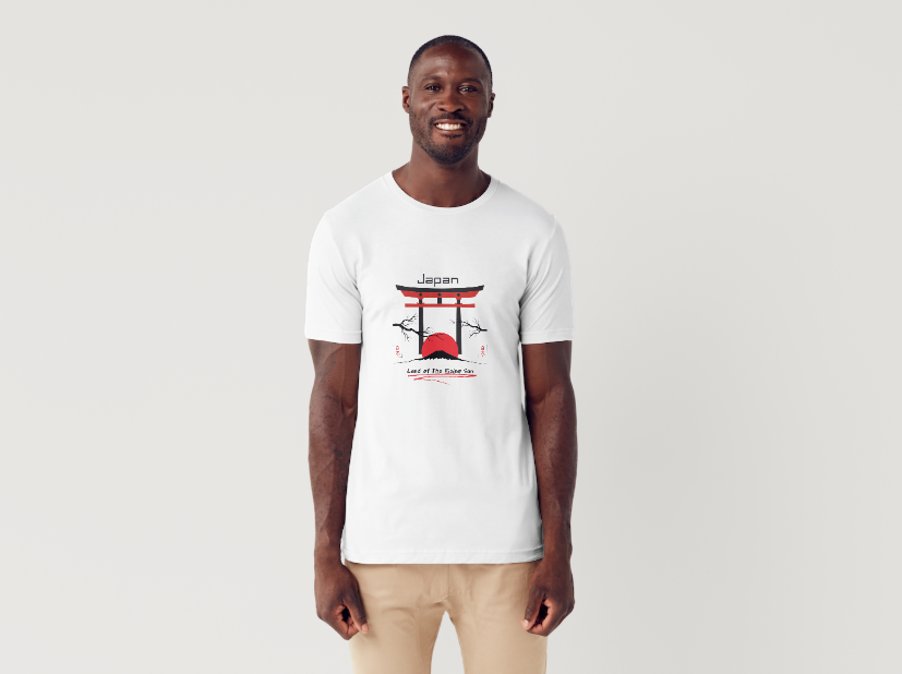 Tricou barbat 100% bumbac "Japan" Alb