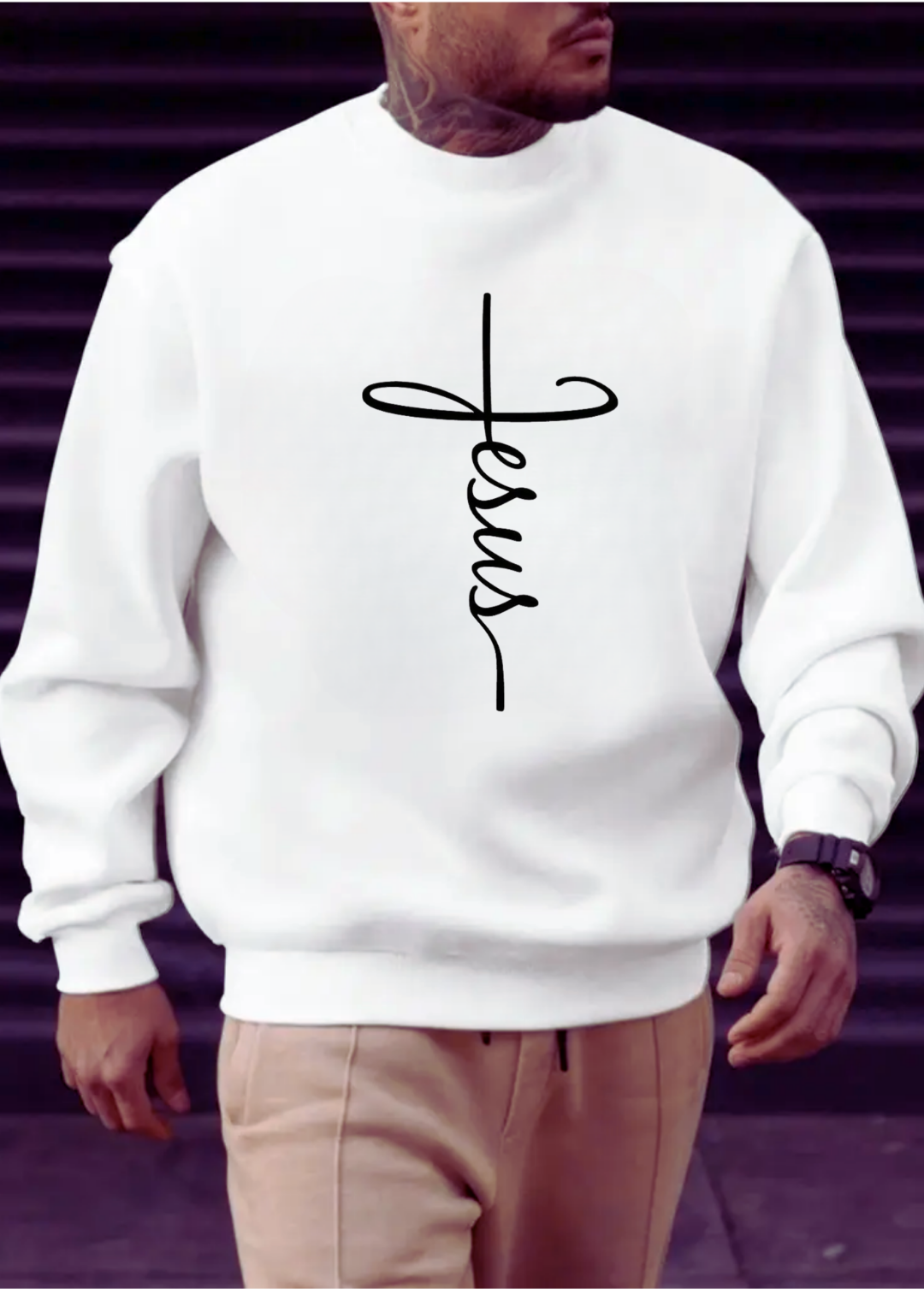 Hanorac barbat oversize ,, Jesus " Alb