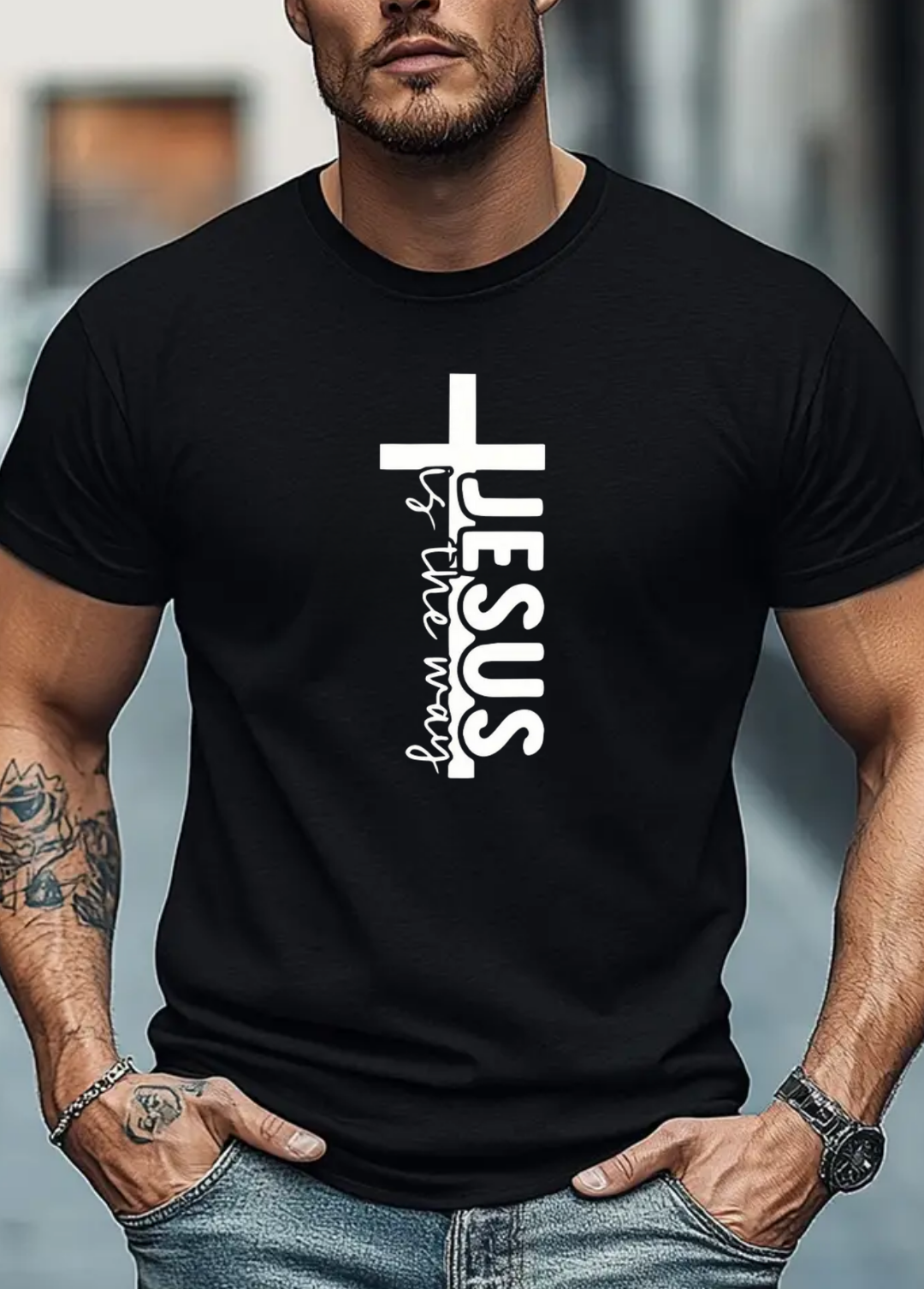 Tricou barbat 100% bumbac "Jesus" Negru