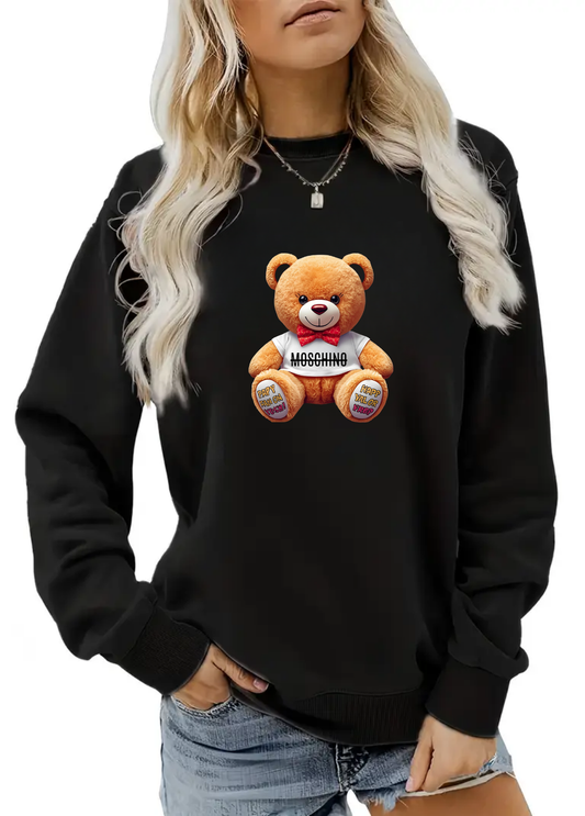 Hanorac de dama oversize ,,Bear Yellow" Negru