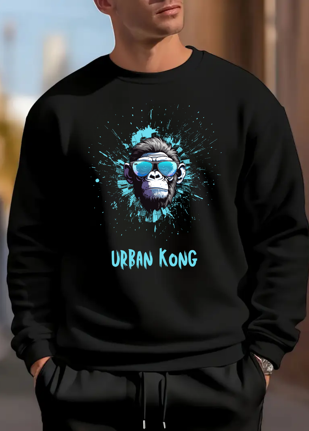 Hanorac barbat oversize ,, Urban Kong " Negru