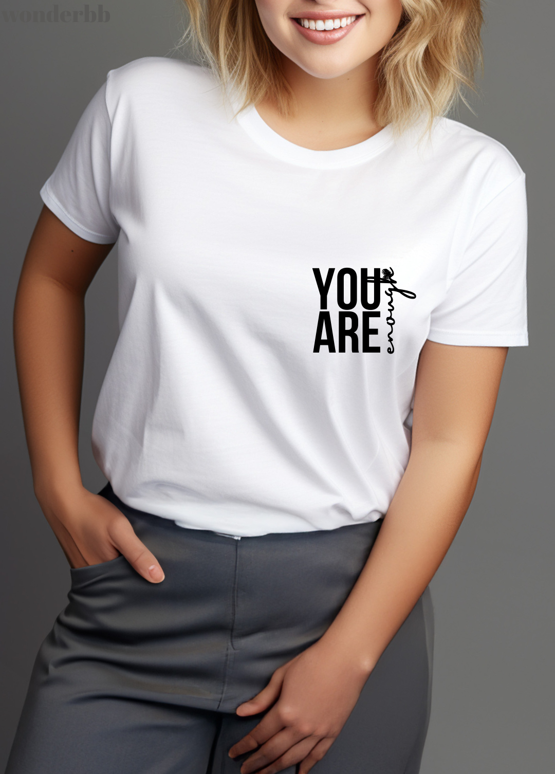Tricou dama 100% bumbac "You are enough" Alb