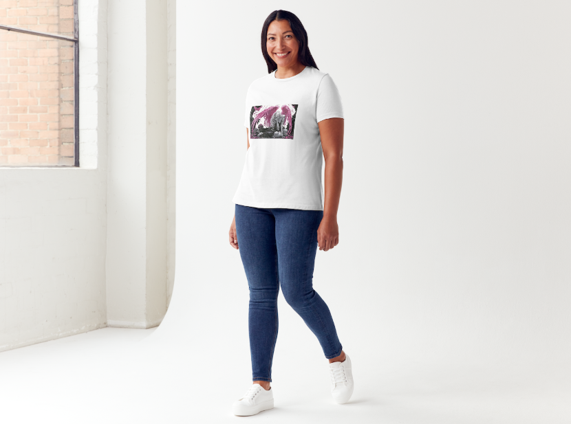 Tricou dama 100% bumbac "Angel Krull" Alb