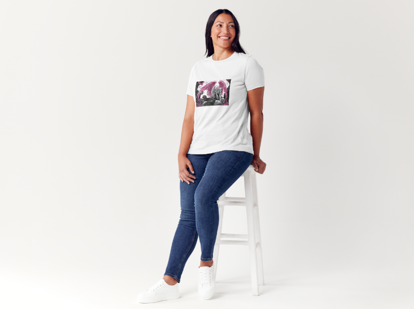 Tricou dama 100% bumbac "Angel Krull" Alb