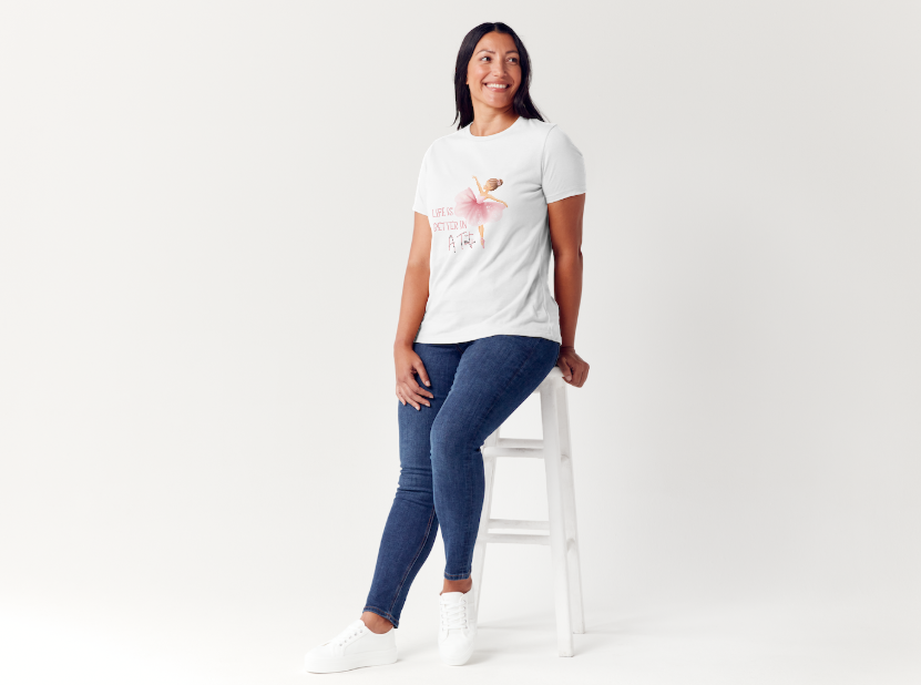 Tricou dama 100% bumbac "Life is Better in a Tutu" Alb