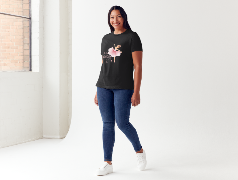 Tricou dama 100% bumbac "Life is Better in a Tutu" Negru