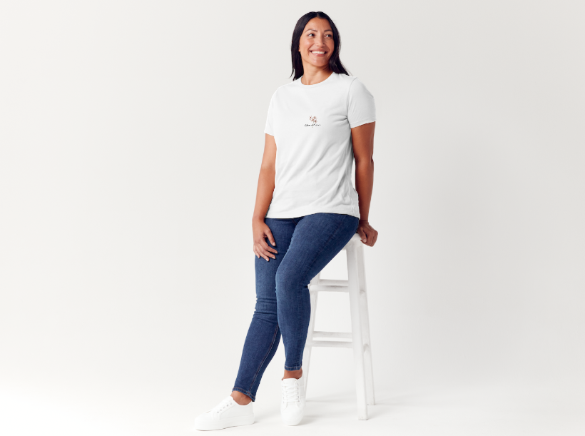 Tricou dama 100% bumbac "Bloom with grace" Alb