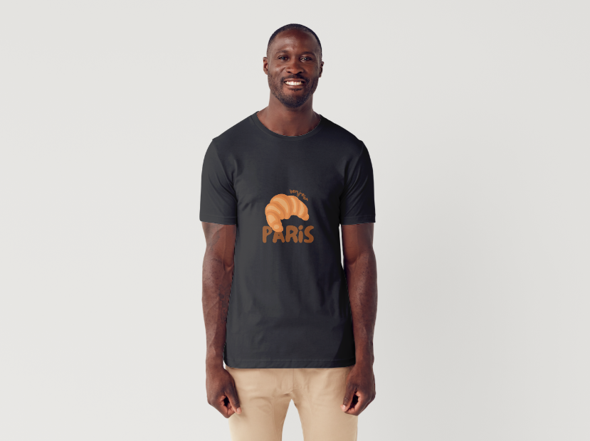 Tricou barbat 100% bumbac "Bonjour Paris" Negru