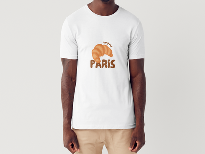 Tricou barbat 100% bumbac "Bonjour Paris" Alb