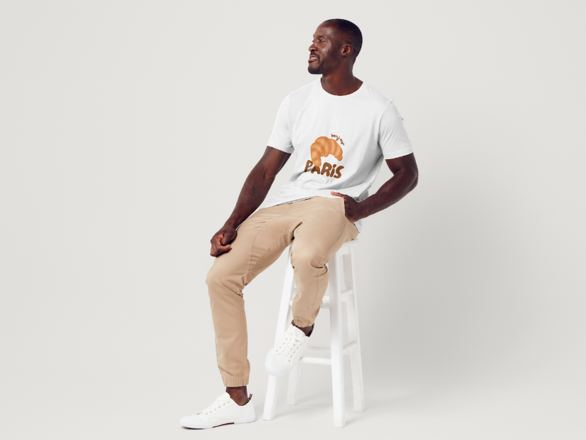 Tricou barbat 100% bumbac "Bonjour Paris" Alb